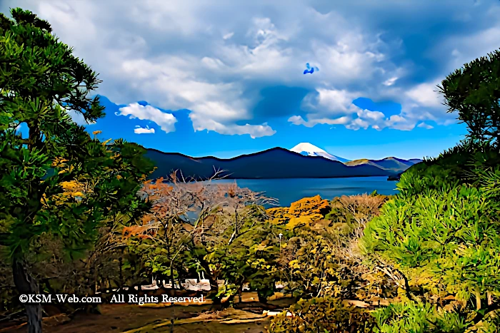 箱根芦ノ湖と富士山の画像