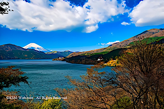 箱根芦ノ湖と富士山の画像