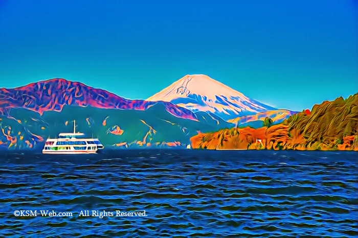 芦ノ湖遊覧船と富士山