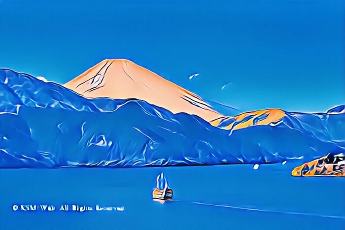 箱根芦ノ湖と富士山と海賊船