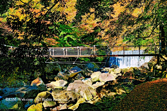 堂ヶ島にかかる吊り橋（桜橋）