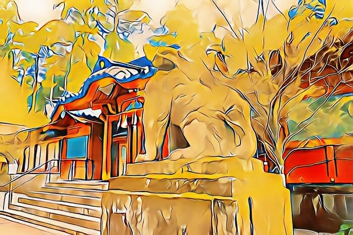 箱根神社神門と狛犬