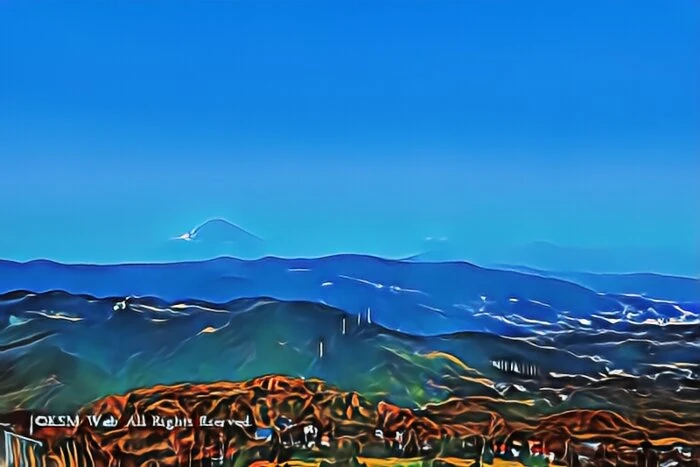 大室山山頂からの富士山と景観