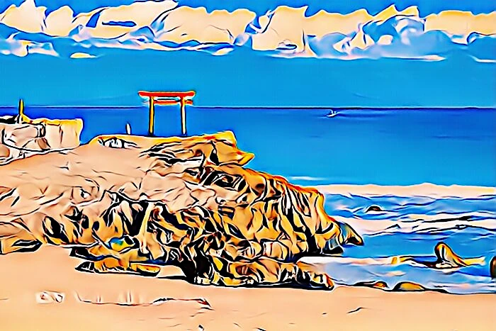 白浜神社 海岸の鳥居
